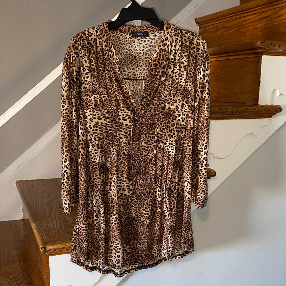 Cocomo Leopard Print Blouse Brown & Tan